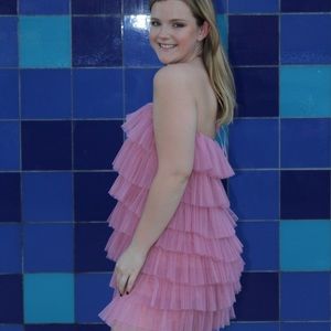 Pink Tulle Ruffle Dress